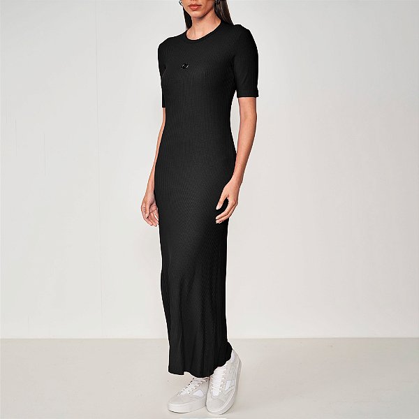 Vestido Midi Colcci Canelado Ou25 Preto Feminino