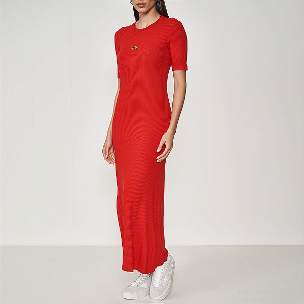 Vestido Midi Colcci Canelado Ou25 Vermelho Feminino