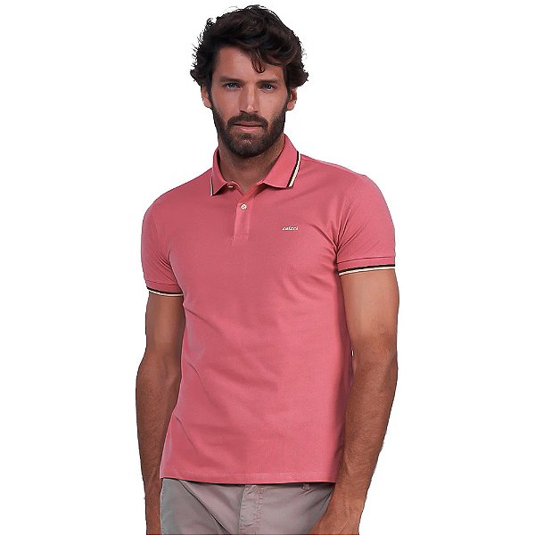 Camisa Polo Colcci 2 Listras Ou25 Vermelho Masculino