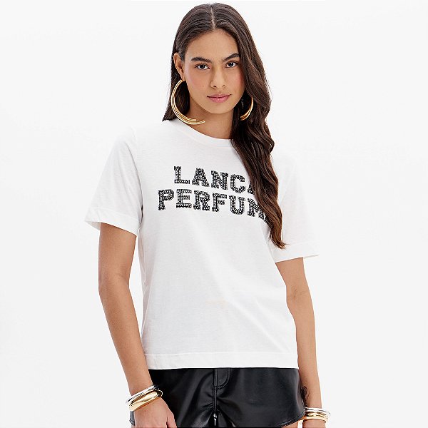 Camiseta Lança Perfume Name Sleeve Ou25 Off White Feminino