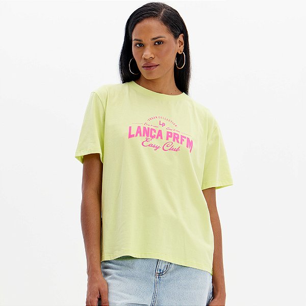 Camiseta Easy Lança Perfume Estampada Ou25 Amarelo Feminino