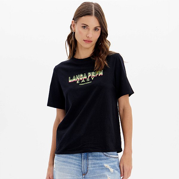 Camiseta Easy Lança Perfume Manga Curta Ou25 Preto Feminino