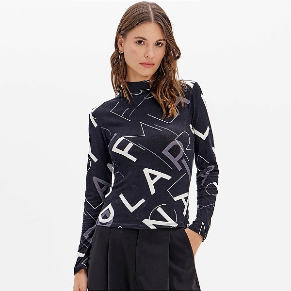 Blusa Easy Lança Perfume Gola Alta Ou25 Preto Feminino