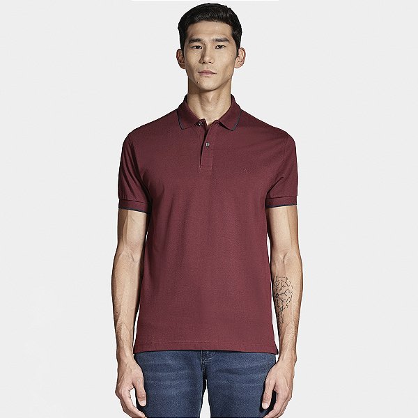 Camisa Polo Aramis Classic Friso In25 Bordô Masculino