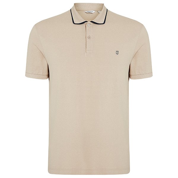 Camisa Polo Individual Piquet Listra Ou25 Bege Masculino