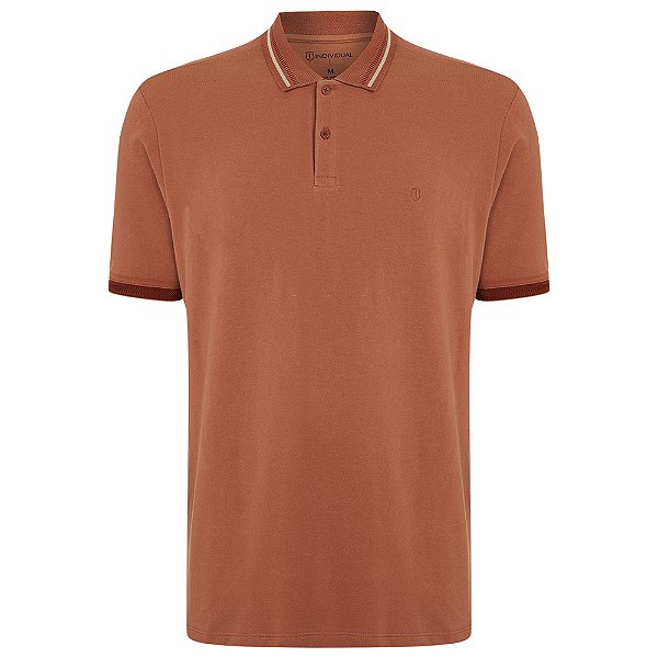 Camisa Polo Individual Piquet Frisos Ou25 Laranja Masculino