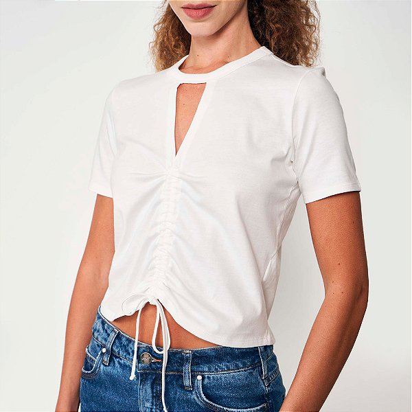 Camiseta Colcci Decote Ou25 Off White Feminino
