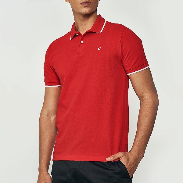 Camisa Polo Colcci Listra Logo Ou25 Vermelho Masculino