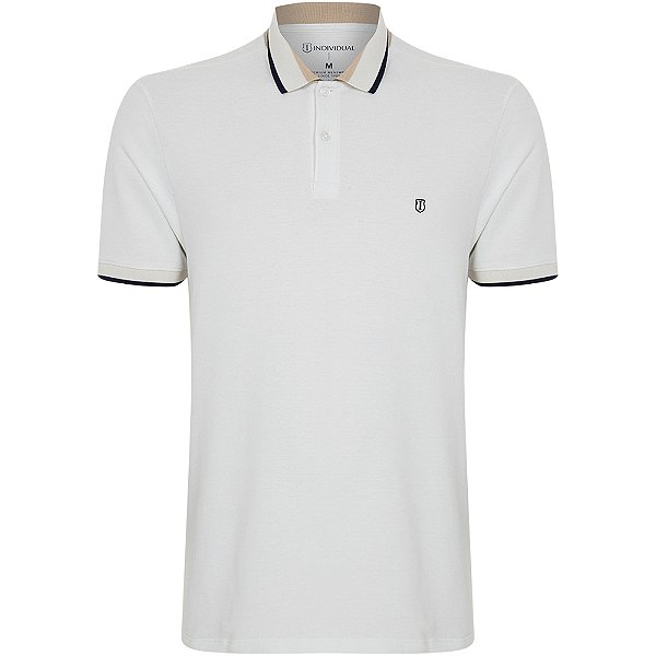 Camisa Polo Individual Piquet Color Ou25 Off White Masculino