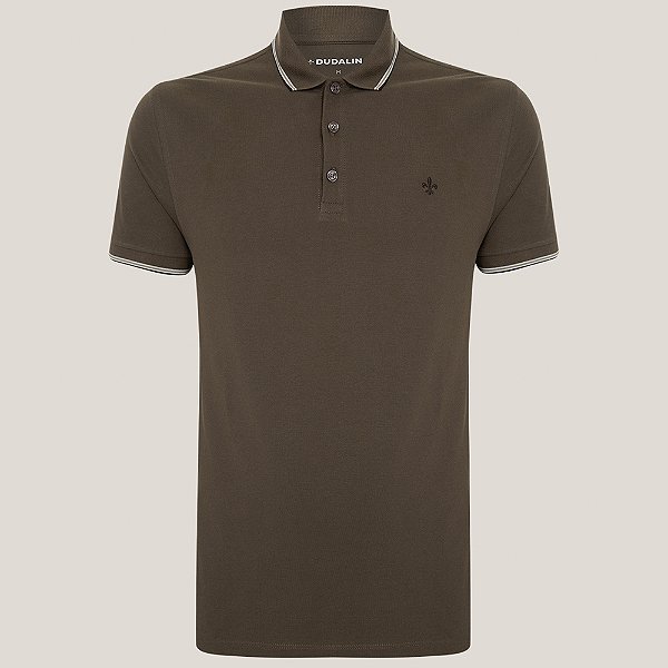 Camisa Polo Dudalina Frisos Degrade Ou25 Marrom Masculino