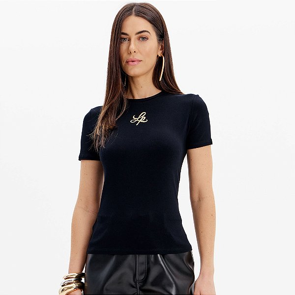 Camiseta Lança Perfume Babylook Ou25 Preto Feminino
