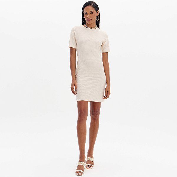 Vestido Curto Easy Lança Perfume Sleeve Ou25 Bege Feminino