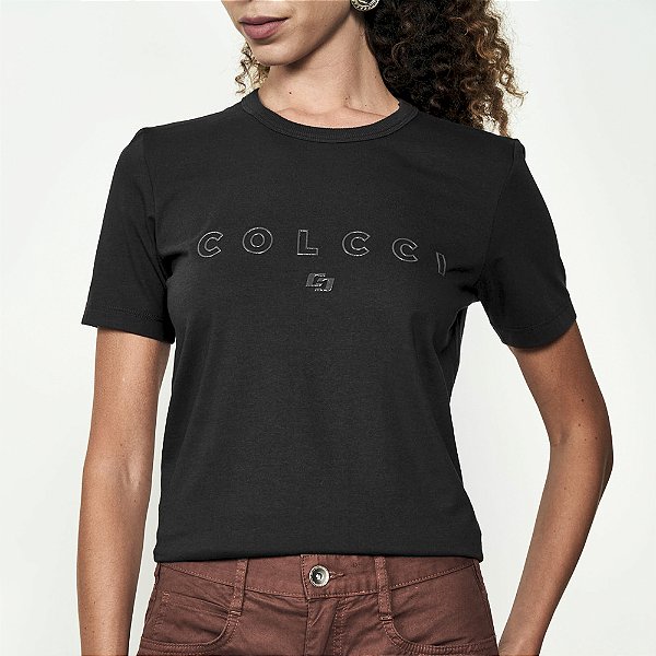Camiseta Colcci Letter Ou25 Preto Feminino