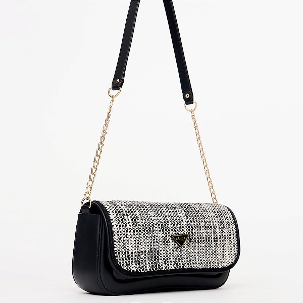 Bolsa Crossbody Lança Perfume Tweed Ou25 Preto Feminino