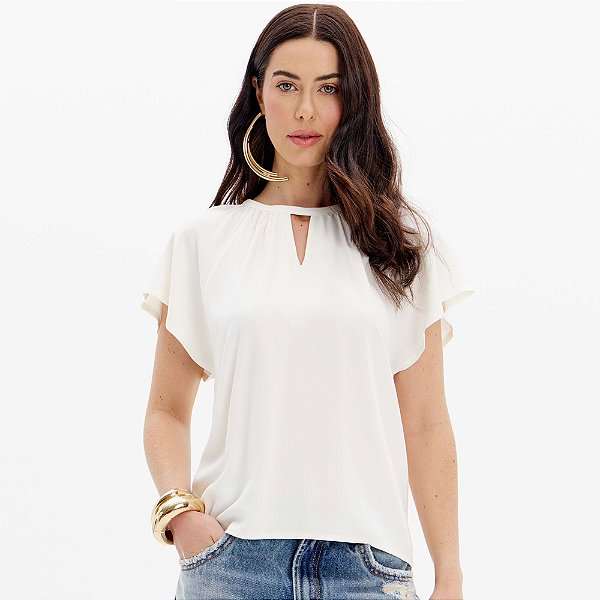 Blusa Lança Perfume Babado Ou25 Off White Feminino