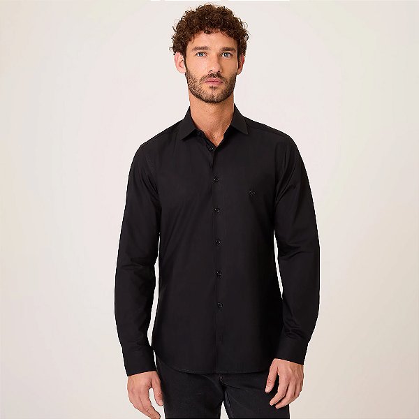 Camisa Dudalina Milano Tricoline Lisa In25 Preto Masculino