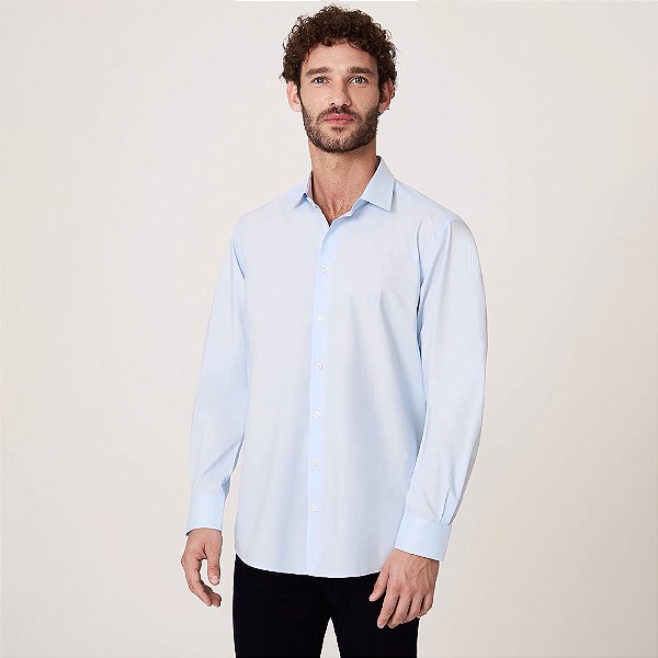Camisa Dudalina Slim Tricoline Lisa In25 Azul Masculino