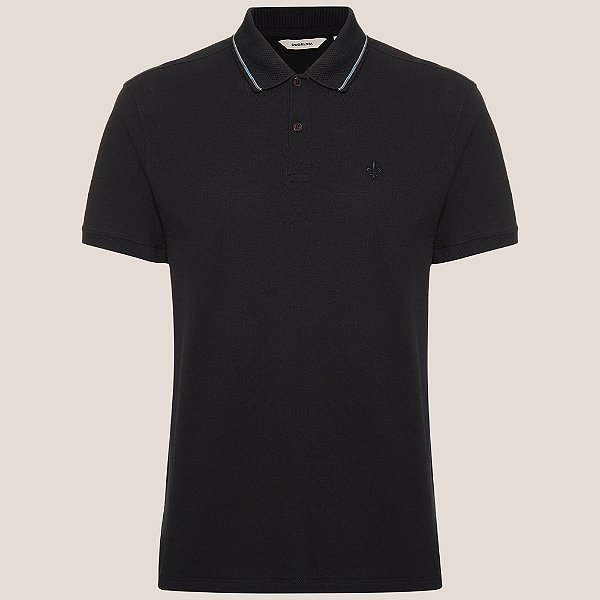 Camisa Polo Dudalina Piquet Frisos In25 Preto Masculino