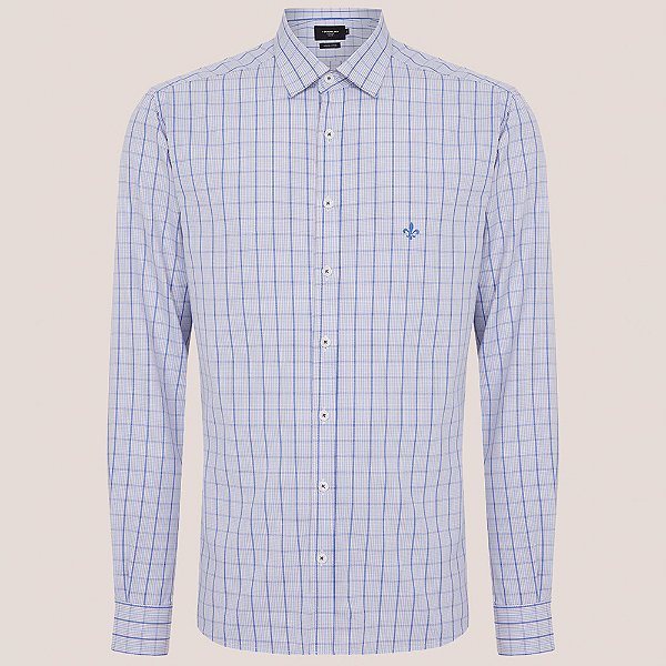 Camisa Dudalina Slim Xadrez In25 Azul Masculino