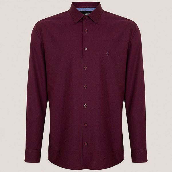 Camisa Dudalina Comfort Tricoline In25 Bordô Masculino