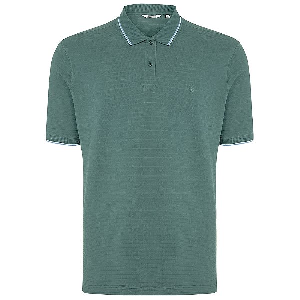 Camisa Polo Individual Piquet Listrado Ou25 Verde Masculino