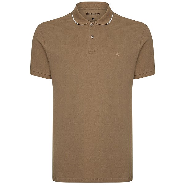 Camisa Polo Individual Basic Slim Ou25 Bege Masculino