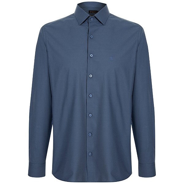 Camisa Individual Slim Lisa Ou25 Azul Masculino
