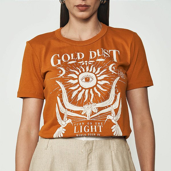 Camiseta Colcci Gold Dust Ou25 Amarelo Feminino