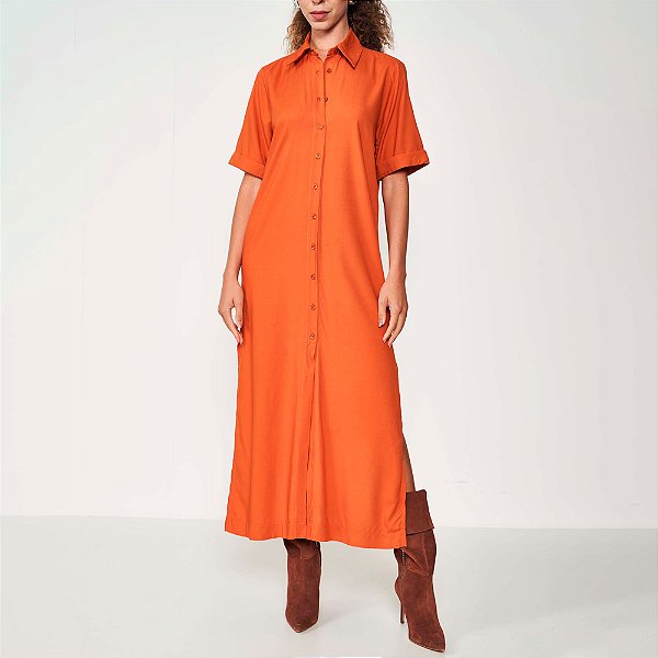 Vestido Midi Colcci Comfort Ou25 Laranja Feminino