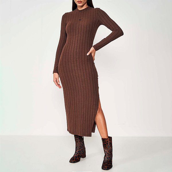 Vestido Midi Colcci Canelado Ou25 Marrom Feminino