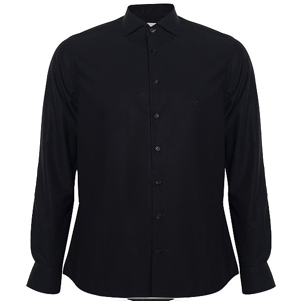 Camisa Dudalina Slim Tricoline Lisa In25 Preto Masculino