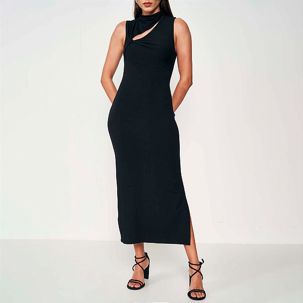 Vestido Midi Colcci Slim Ou25 Preto Feminino