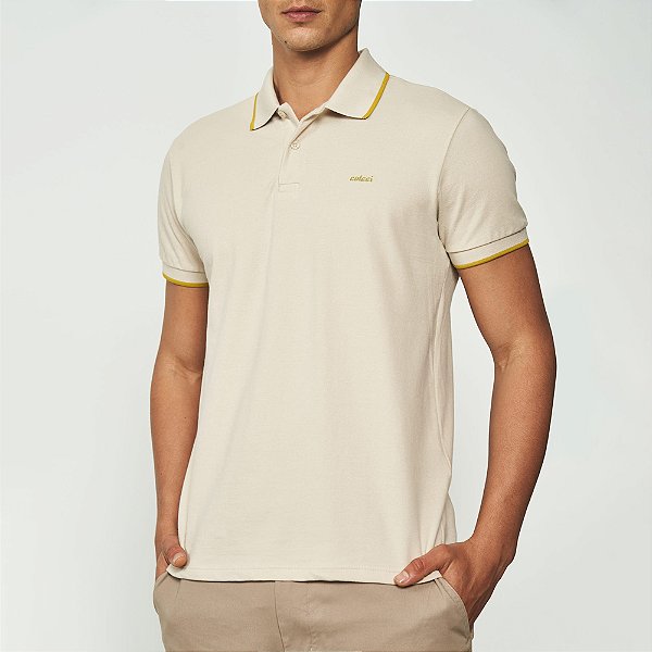 Camisa Polo Colcci Listra Ou25 Bege Masculino