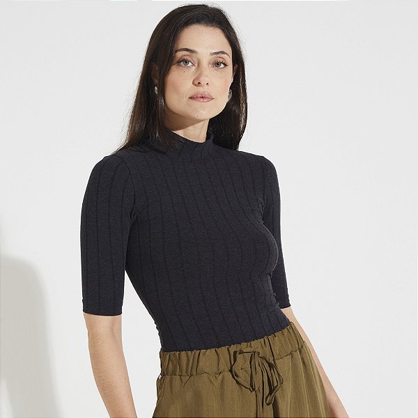 Blusa Forum Canelada Ou25 Preto Feminino