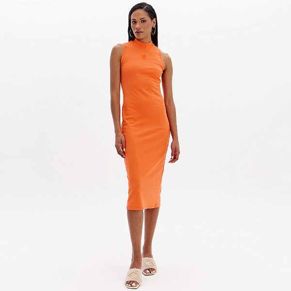 Vestido Super Midi Easy Lança Perfume Ou25 Laranja Feminino