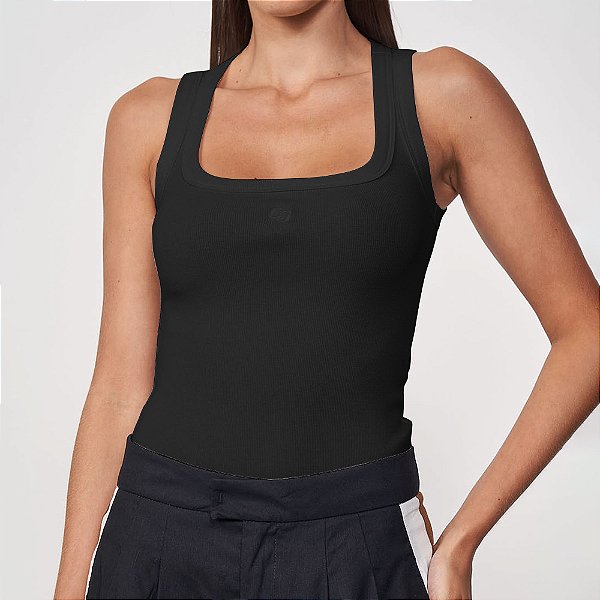 Regata Colcci Slim Canelada In25 Preto Feminino