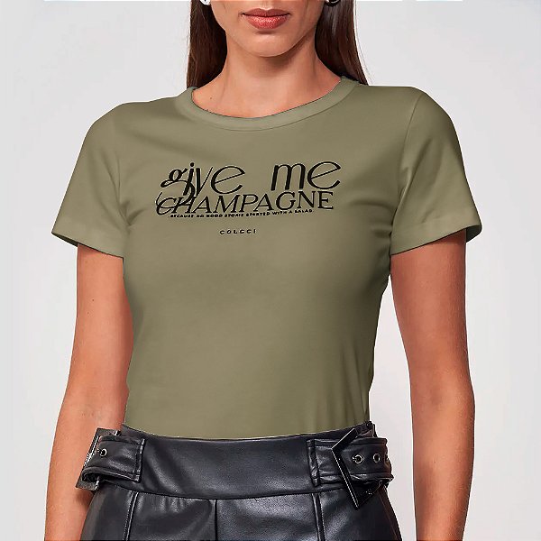 Camiseta Colcci Slim Champagne In25 Verde Feminino