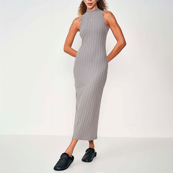 Vestido Midi Colcci Canelado Ou25 Cinza Feminino