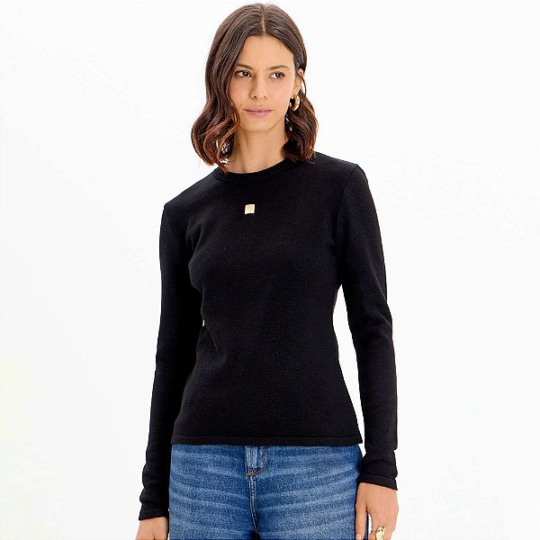Blusa Tricot Lança Perfume Manga Longa In25 Preto Feminino