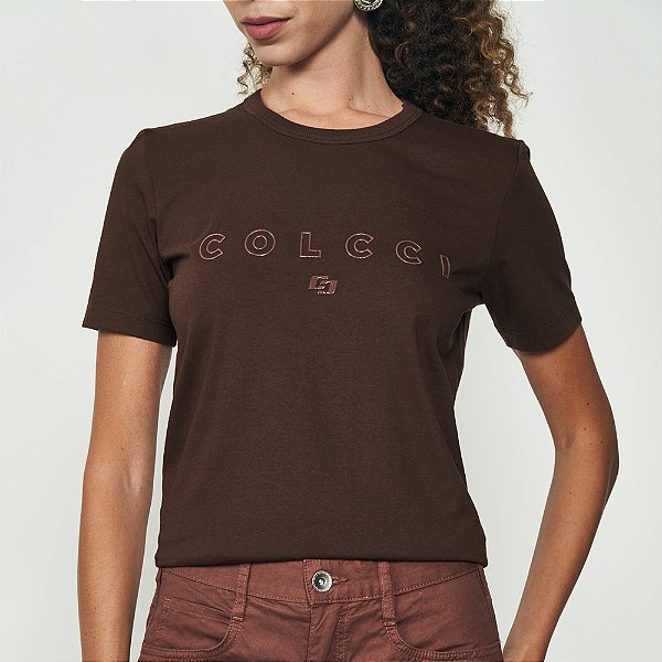 Camiseta Colcci Letter Ou25 Marrom Feminino