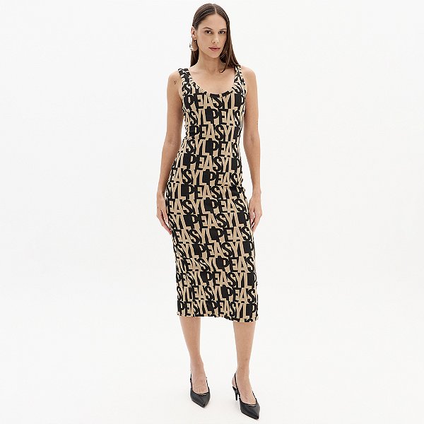 Vestido Midi Easy Lança Perfume Alças In25 Preto Feminino