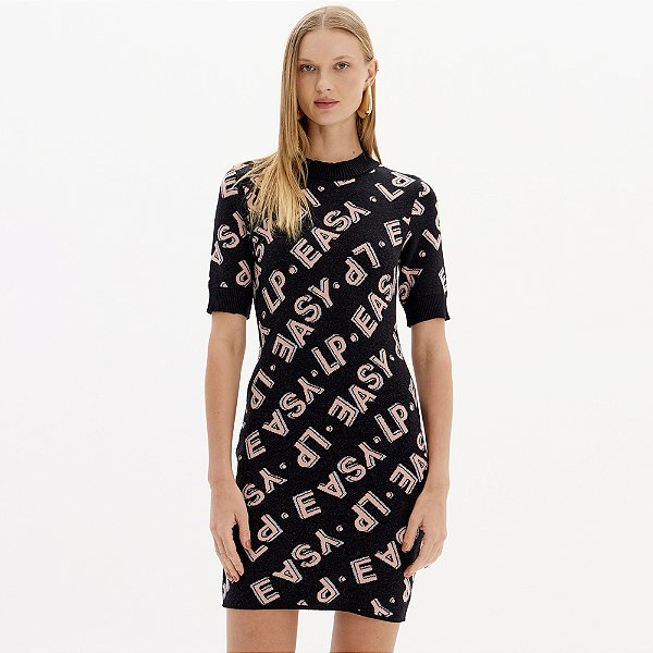Vestido Tricot Easy Lança Perfume Curto In25 Preto Feminino