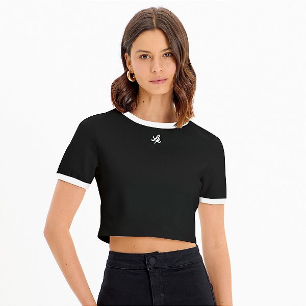 Blusa Lança Perfume Cropped Babylook In25 Preto Feminino