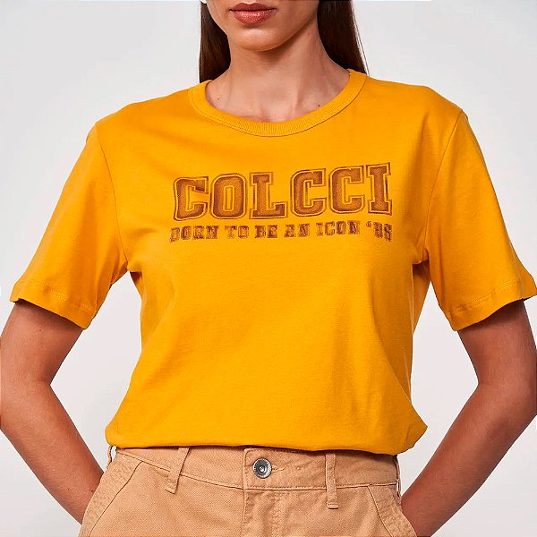 Camiseta Colcci Born In25 Amarelo Feminino