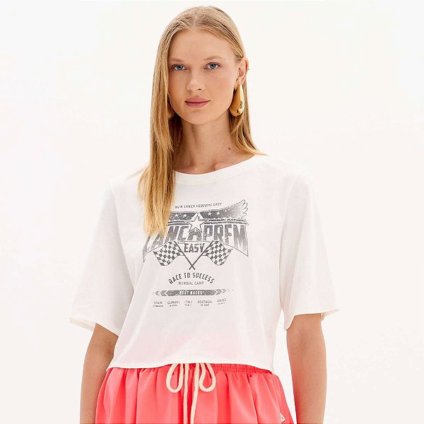 Camiseta Easy Lança Perfume Cropped In25 Off White Feminino