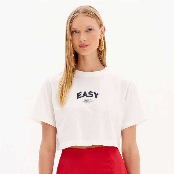 Camiseta Easy Lança Perfume Croppedd In25 Off White Feminino