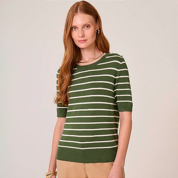 Blusa Tricot Dudalina Lina In25 Verde Feminino