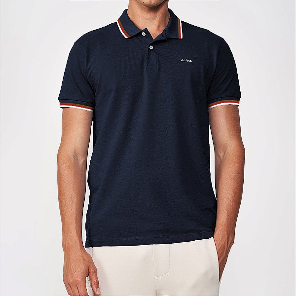Camisa Polo Colcci 3 Lines In25 Azul Masculino