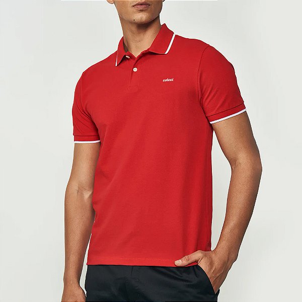 Camisa Polo Colcci Line Bordado In25 Vermelho Masculino