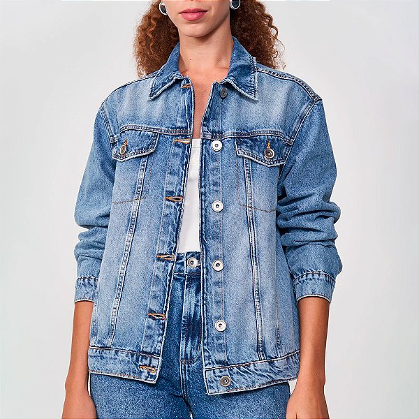 Jaqueta Jeans Colcci Details In25 Azul Feminino